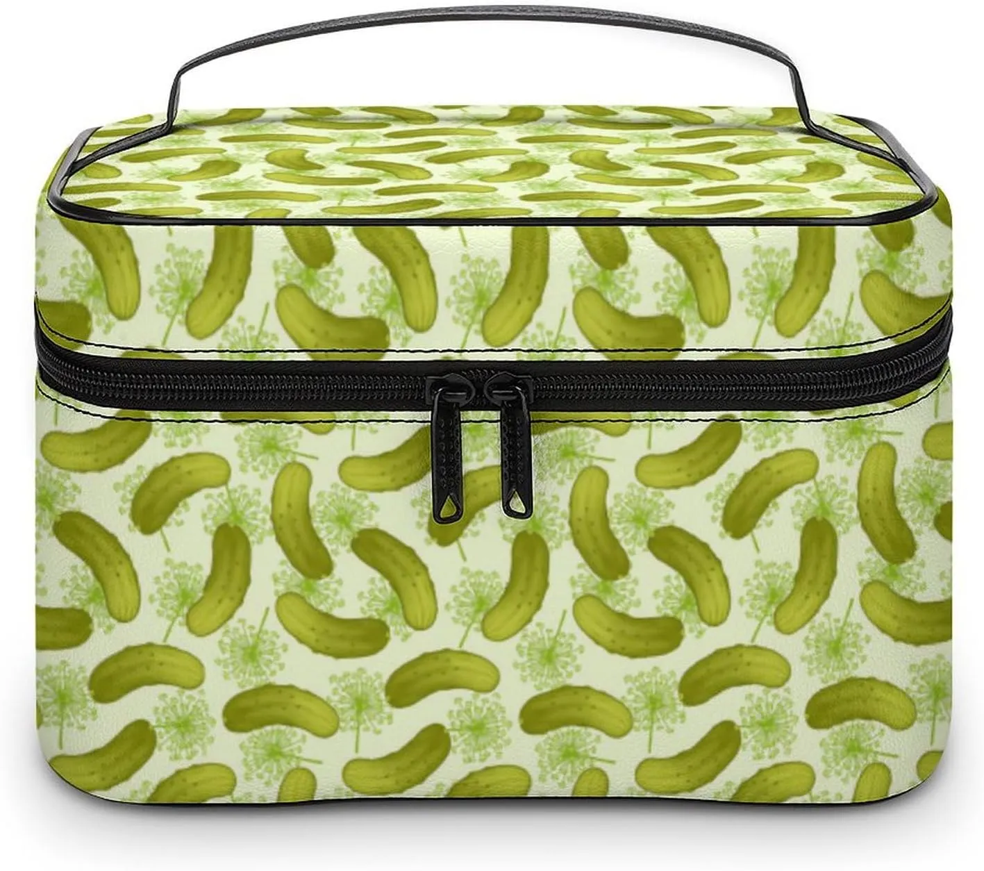 Green Pickled Cucumbers Travel Makeup Bag For Women Cosmetic Bags Organizer With Soft Handle Compartments Mens Big Capacity Skincare Toiletry Bag Camping Wedding Make Up Pouch