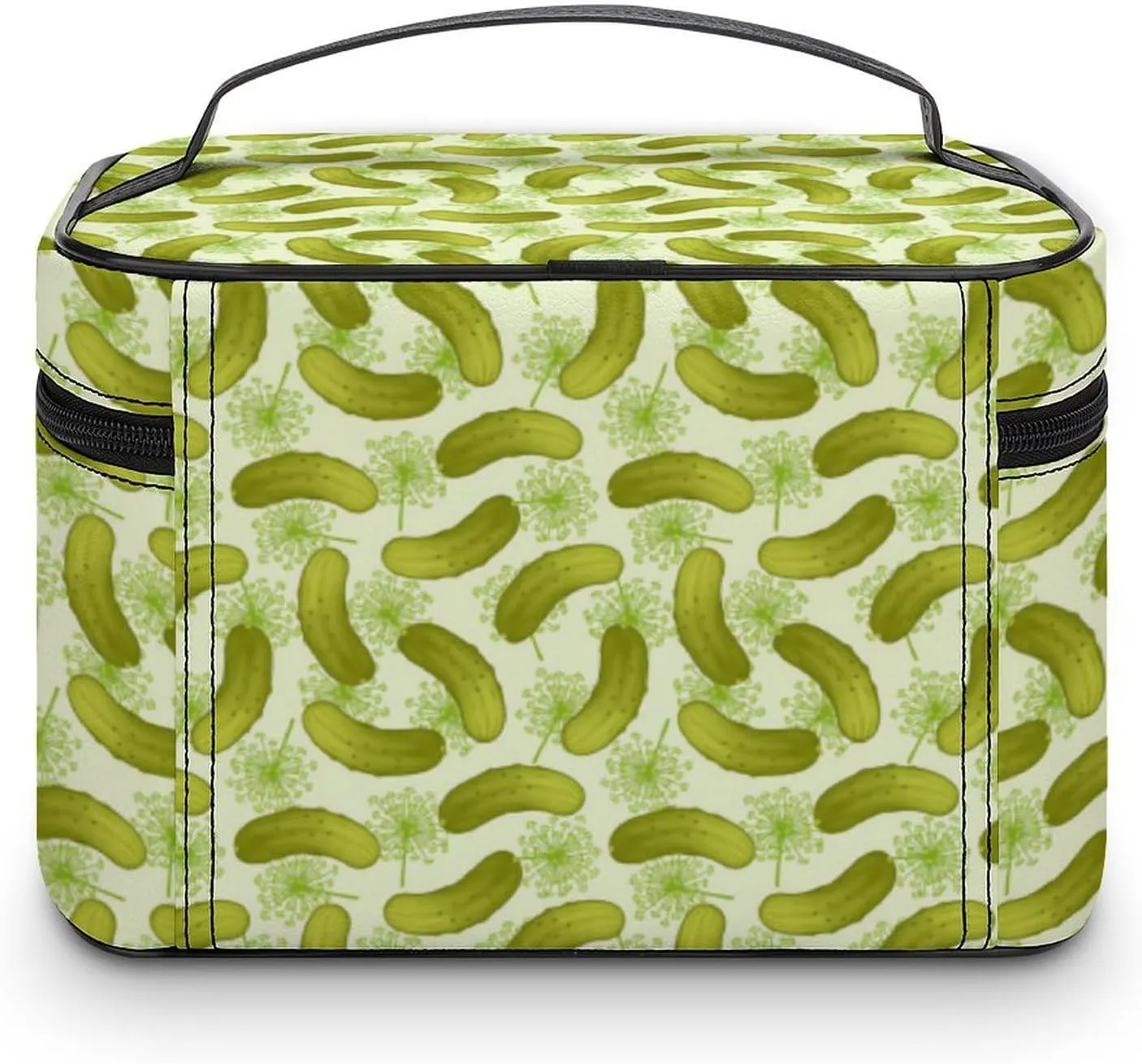 Green Pickled Cucumbers Travel Makeup Bag For Women Cosmetic Bags Organizer With Soft Handle Compartments Mens Big Capacity Skincare Toiletry Bag Camping Wedding Make Up Pouch