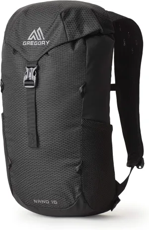 Gregory Nano 16LUnisex Day Hiking/Commuter/Active Travel Backpack, Breathable Backpanel, Hydration Port, Plus Size, Obsidian Black