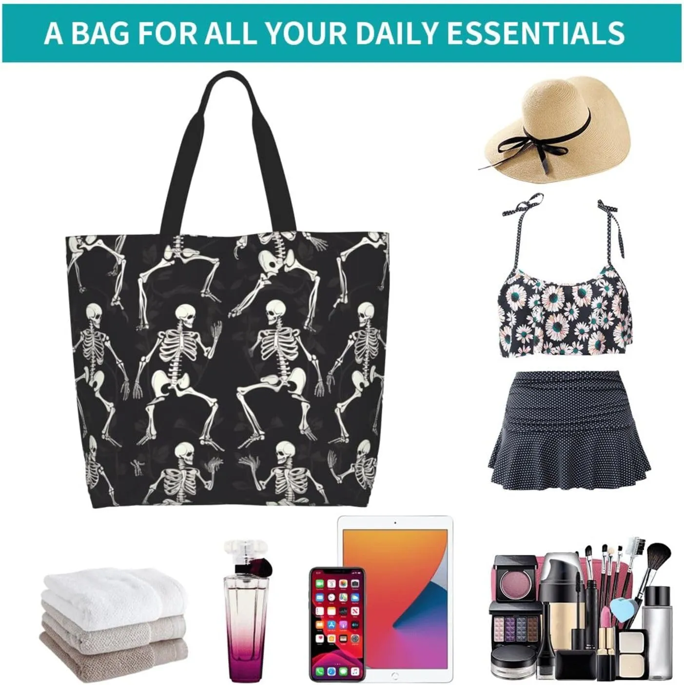 Grocery Bag Reusable Tote Bag Foldable Running Zebra Shopping Bag Handbag Washable Shoulder Bag for Travel
