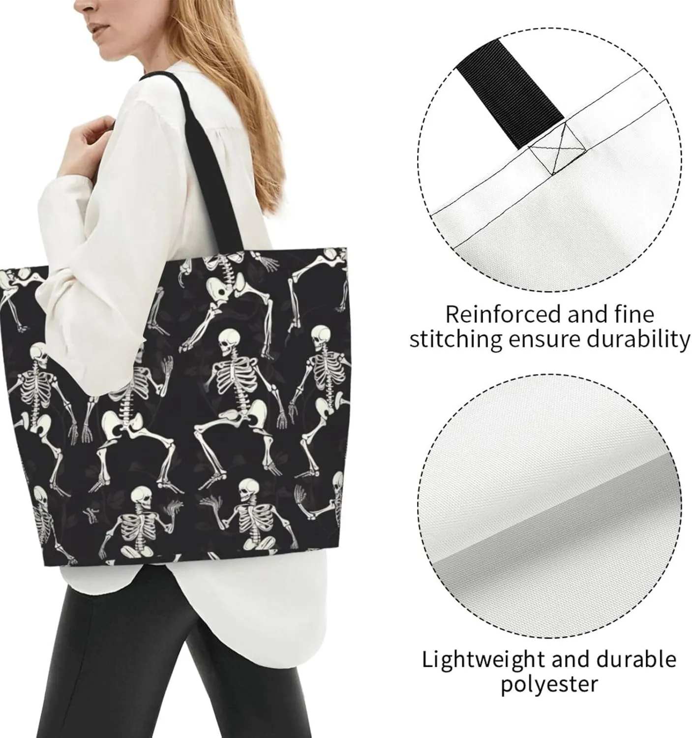 Grocery Bag Reusable Tote Bag Foldable Running Zebra Shopping Bag Handbag Washable Shoulder Bag for Travel