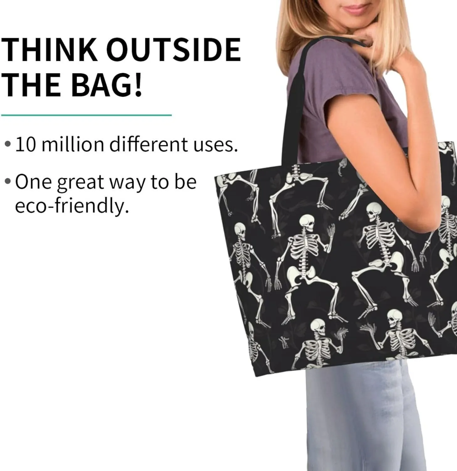 Grocery Bag Reusable Tote Bag Foldable Running Zebra Shopping Bag Handbag Washable Shoulder Bag for Travel