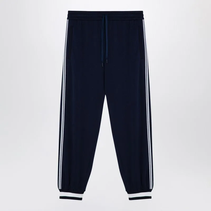 Gucci Dark Blue Jogging Trousers In Technical Jersey. Men