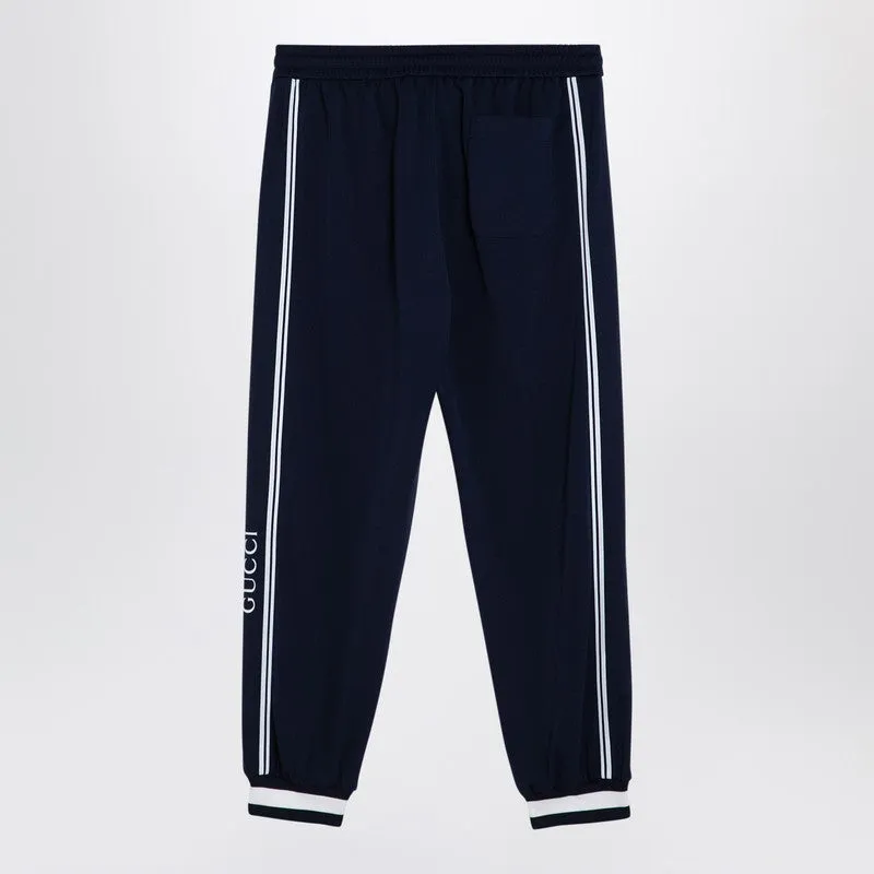 Gucci Dark Blue Jogging Trousers In Technical Jersey. Men