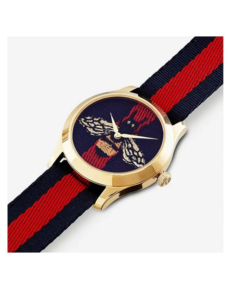 GUCCI G-Timeless Gold Stainless Steel Quartz Blue/Red