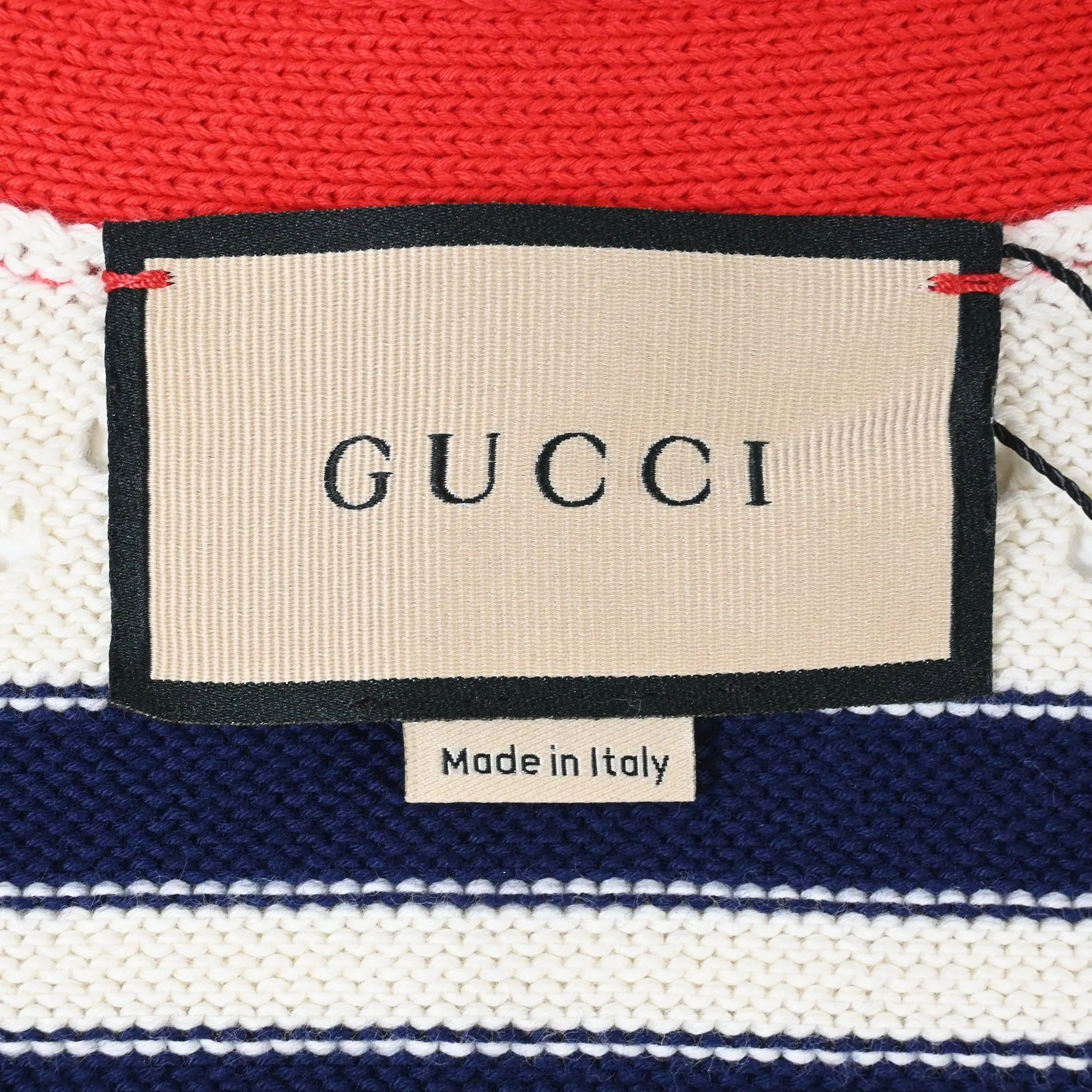 Gucci Love Parade Pointelle-Knit Striped Button-Down Cardigan in Cream Cotton
