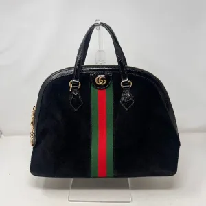 Gucci Preloved Suede & Leather Black 2way Handbag with Strap & Dust Bag
