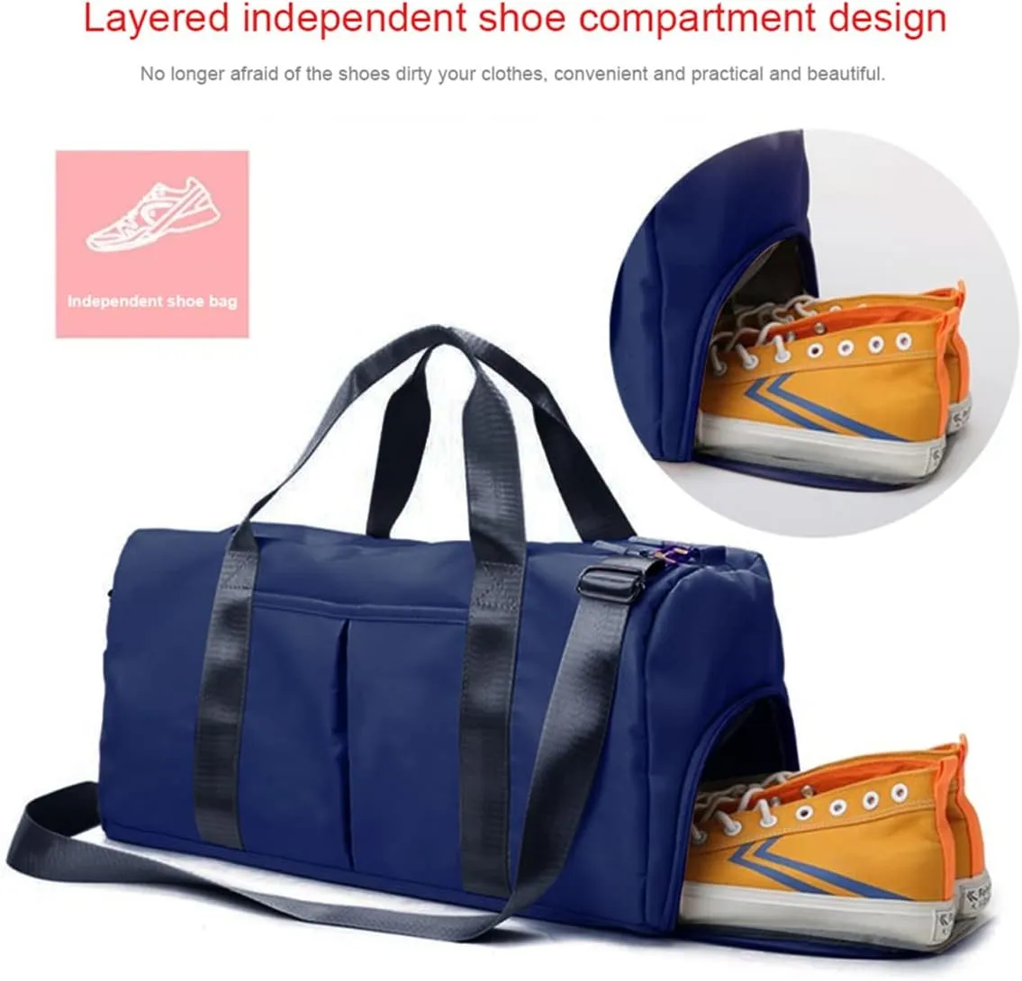 Gym Bag Wet and Dry Sport Bags with Shoe Compartment Travel Bag Waterproof Cute Gym Bag for Women and Men Training Tote Yoga Bag(Dark Blue)