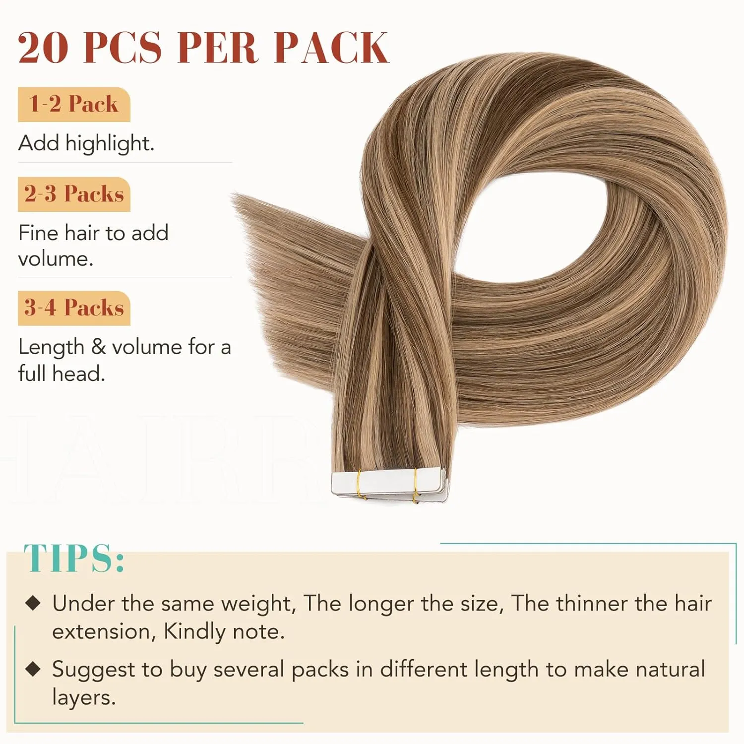 Hairro Glue In Hair Extensions Human Hair Tape In Real Human Hair Skin Weft Double Sided Tape Balayge Highlight Blonde Tape On Hair Extensions 14 inch 40g 20pcs #4P27 Medium Brown & Dark Blonde