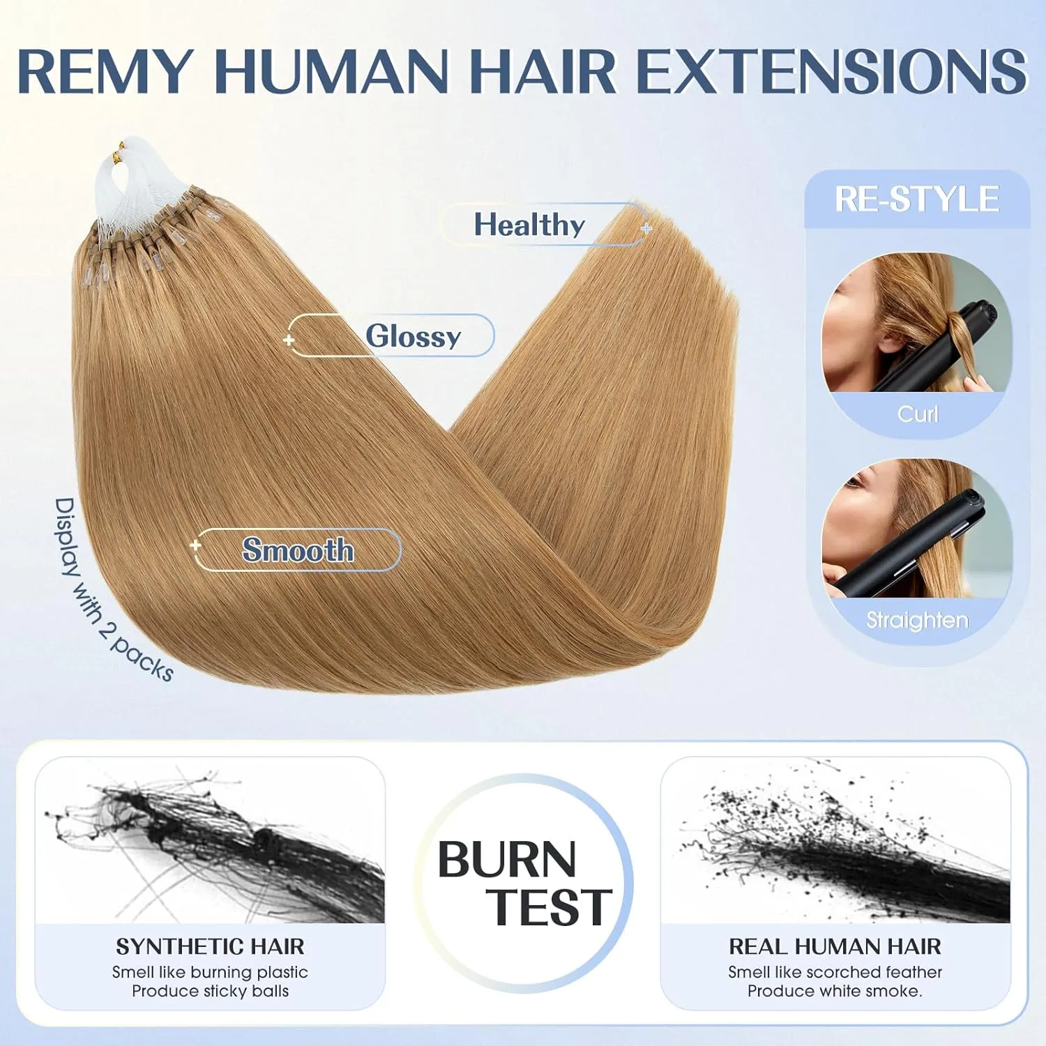 Hairro Microlink Hair Extensions Human Hair Micro Loop Bead In Hair Micro Ring I Tip Pre Bonded Cold Fusion Keratin Glue Stick Remy Itip Hair For Women 16 Inch 50g 50 Strands #27 Dark Blonde