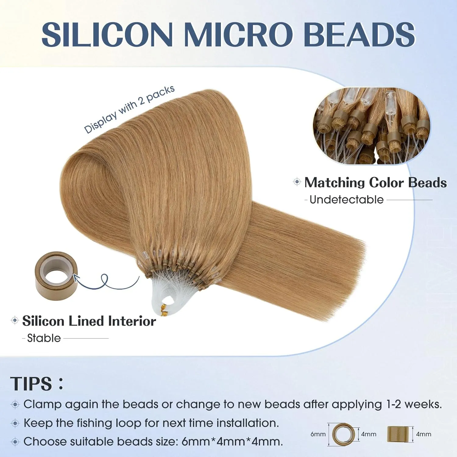 Hairro Microlink Hair Extensions Human Hair Micro Loop Bead In Hair Micro Ring I Tip Pre Bonded Cold Fusion Keratin Glue Stick Remy Itip Hair For Women 16 Inch 50g 50 Strands #27 Dark Blonde