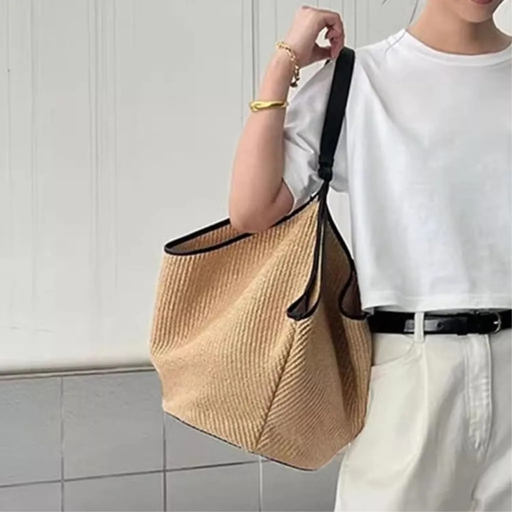 Handbag Handbag Straw Woven Bag Women 2024 New French Niche Designer Shoulder Bag Crossbody Straw Bags Handbag(Small)