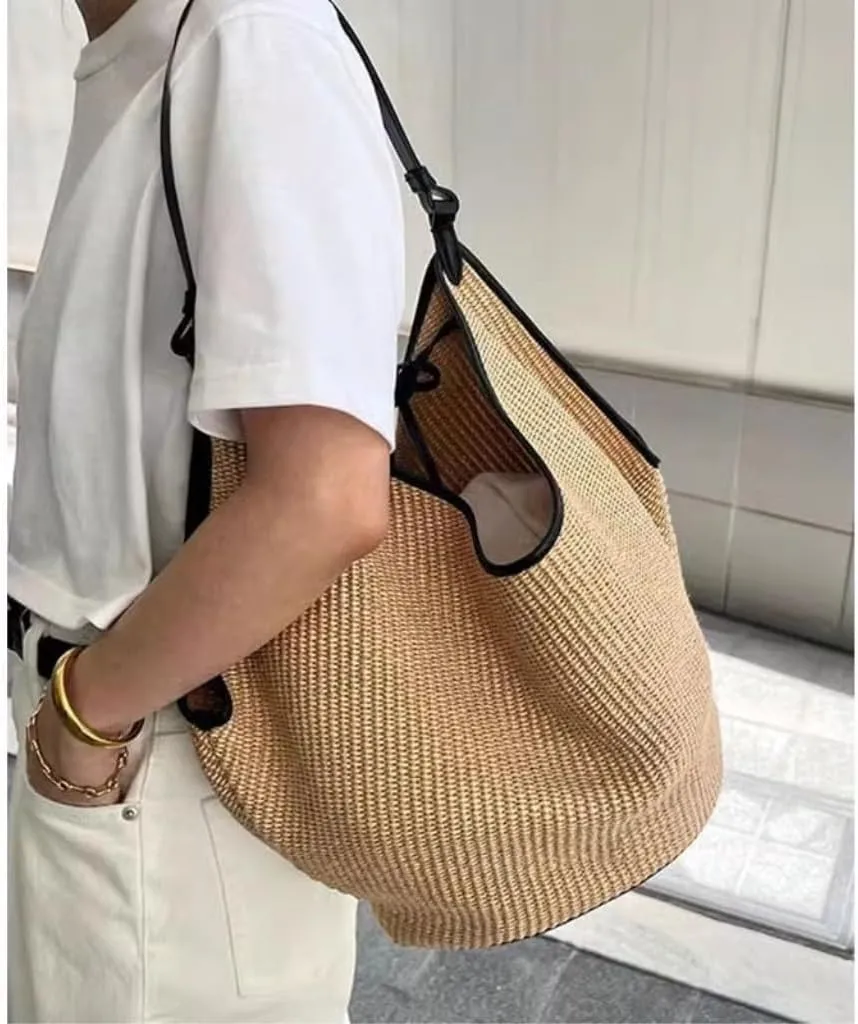 Handbag Handbag Straw Woven Bag Women 2024 New French Niche Designer Shoulder Bag Crossbody Straw Bags Handbag(Small)