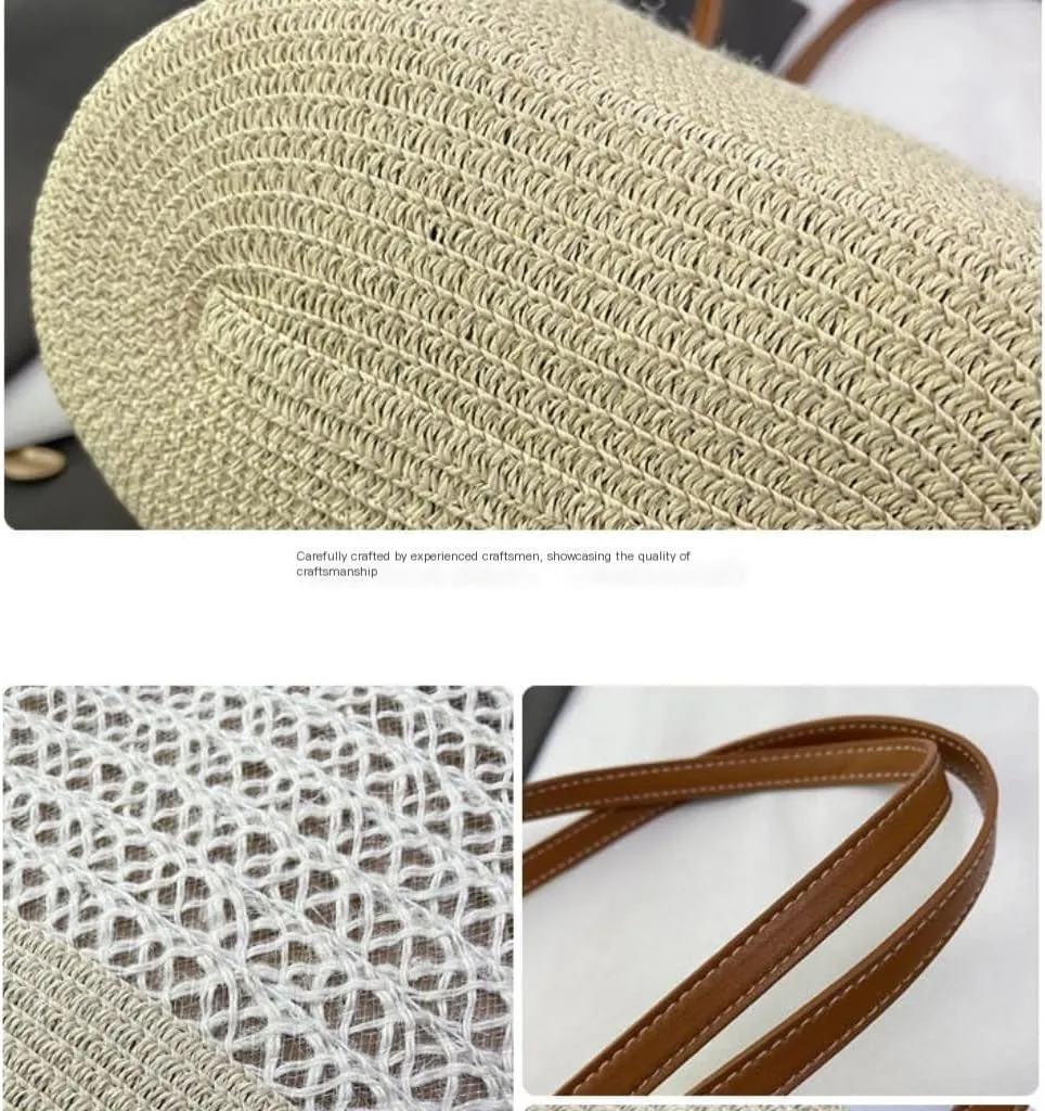 Handbag Pastoral Style Grass Woven Bag Women's Summer One-Shoulder Basket Bag Beach Tote Straw Bags Handbag