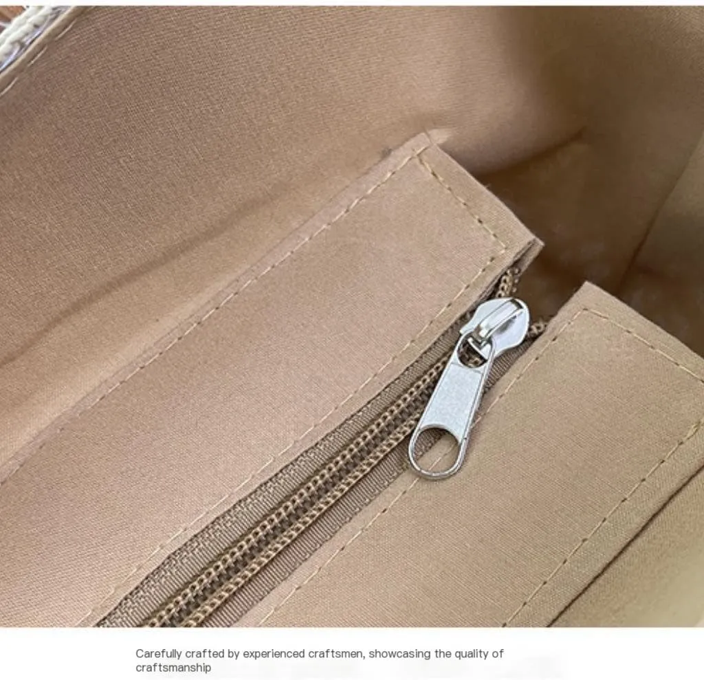 Handbag Pastoral Style Grass Woven Bag Women's Summer One-Shoulder Basket Bag Beach Tote Straw Bags Handbag