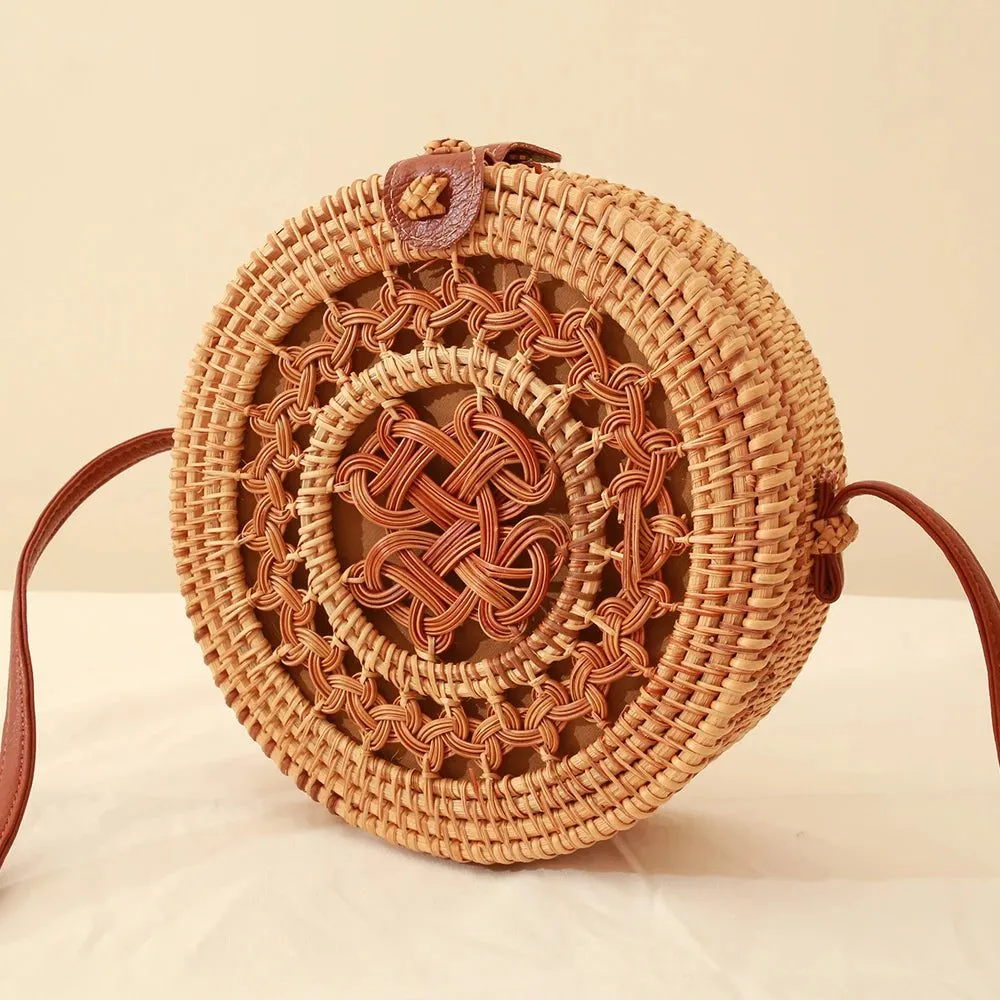 Handmade Rattan Straw Shoulder Bags for Summer