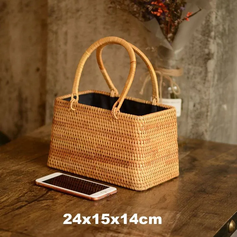 Handmade Rattan Straw Shoulder Bags for Summer