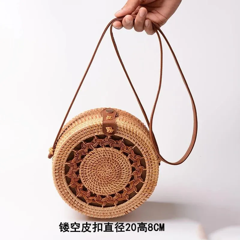 Handmade Rattan Straw Shoulder Bags for Summer
