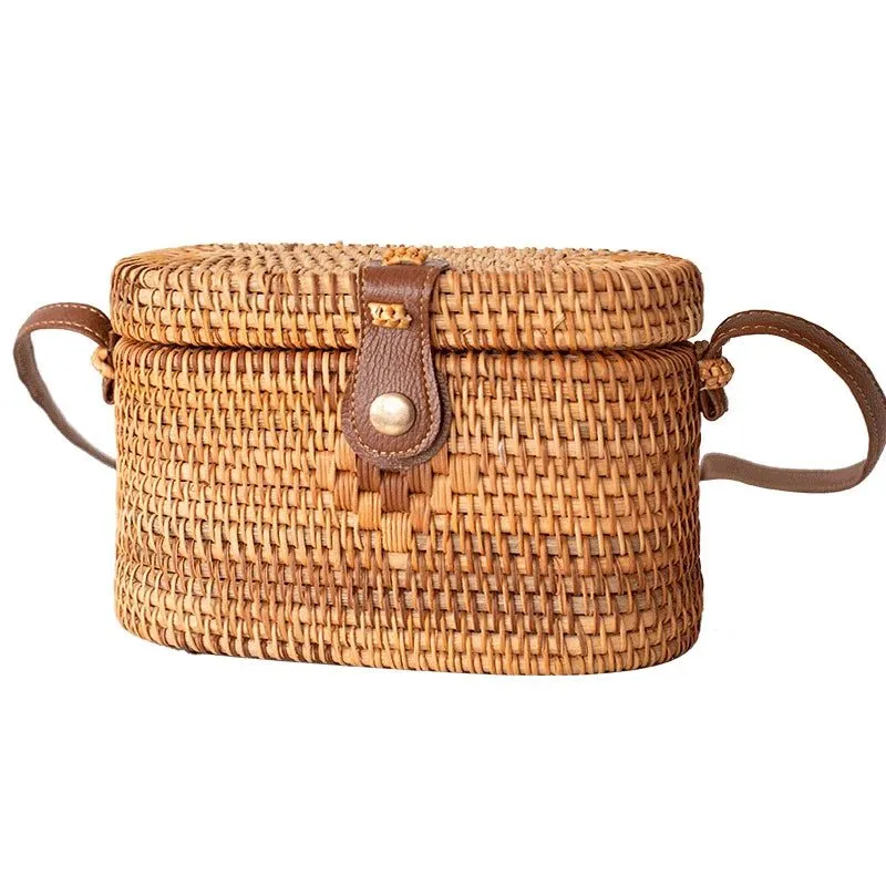 Handmade Rattan Straw Shoulder Bags for Summer