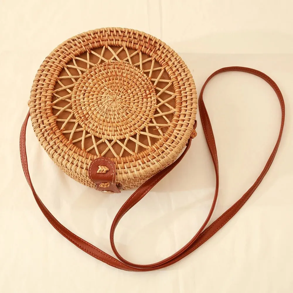 Handmade Rattan Straw Shoulder Bags for Summer