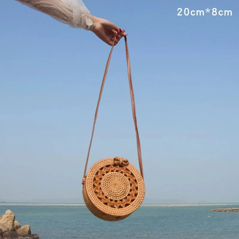 Handmade Rattan Straw Shoulder Bags for Summer