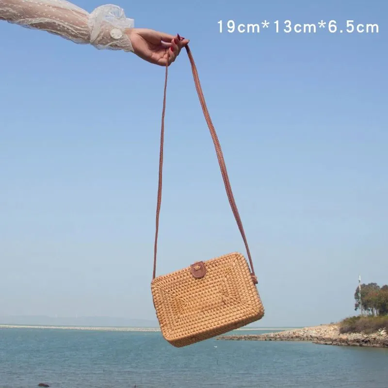 Handmade Rattan Straw Shoulder Bags for Summer
