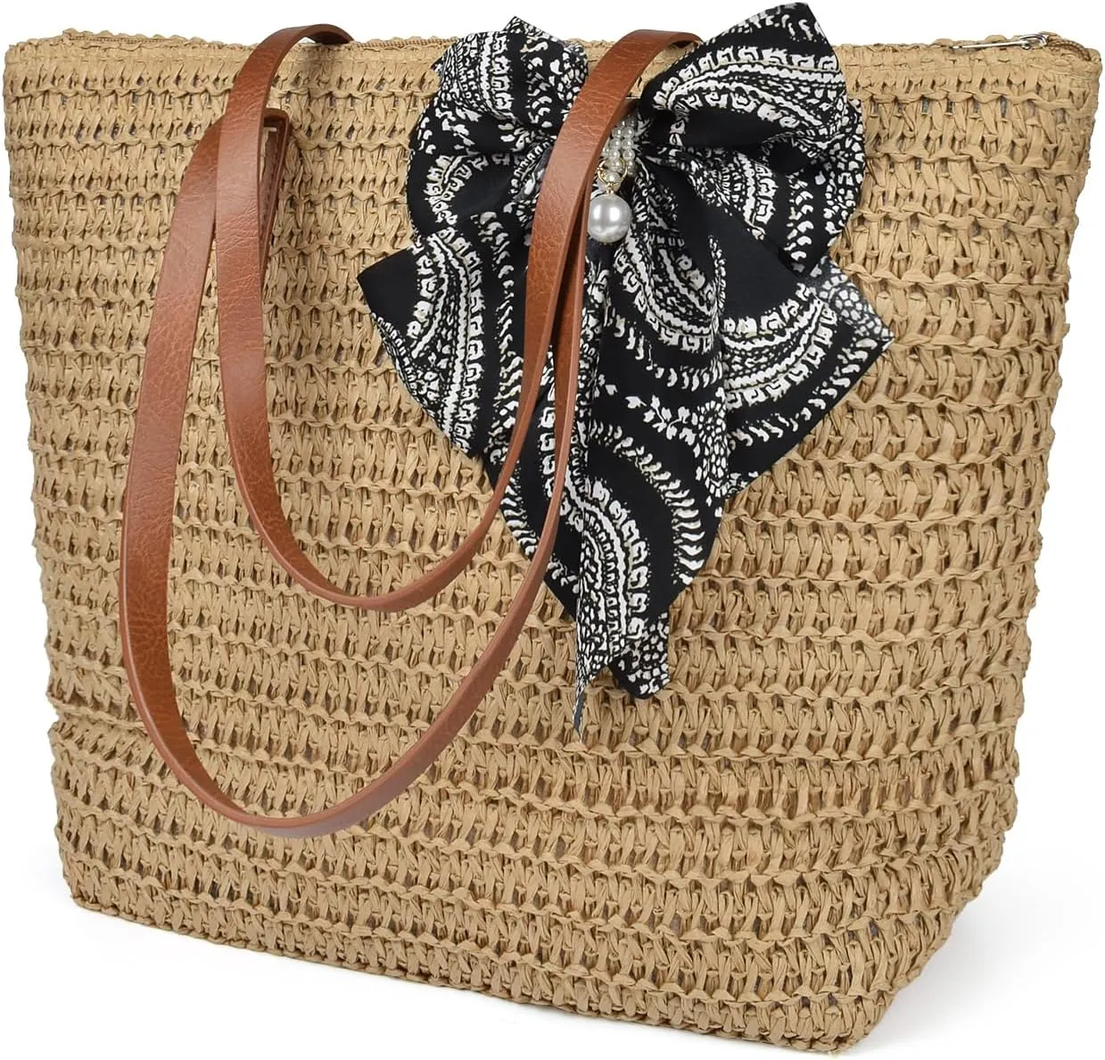Handwoven Large Straw Bags For Women Beach Tote Bag Summer Seaside Shoulder Bag