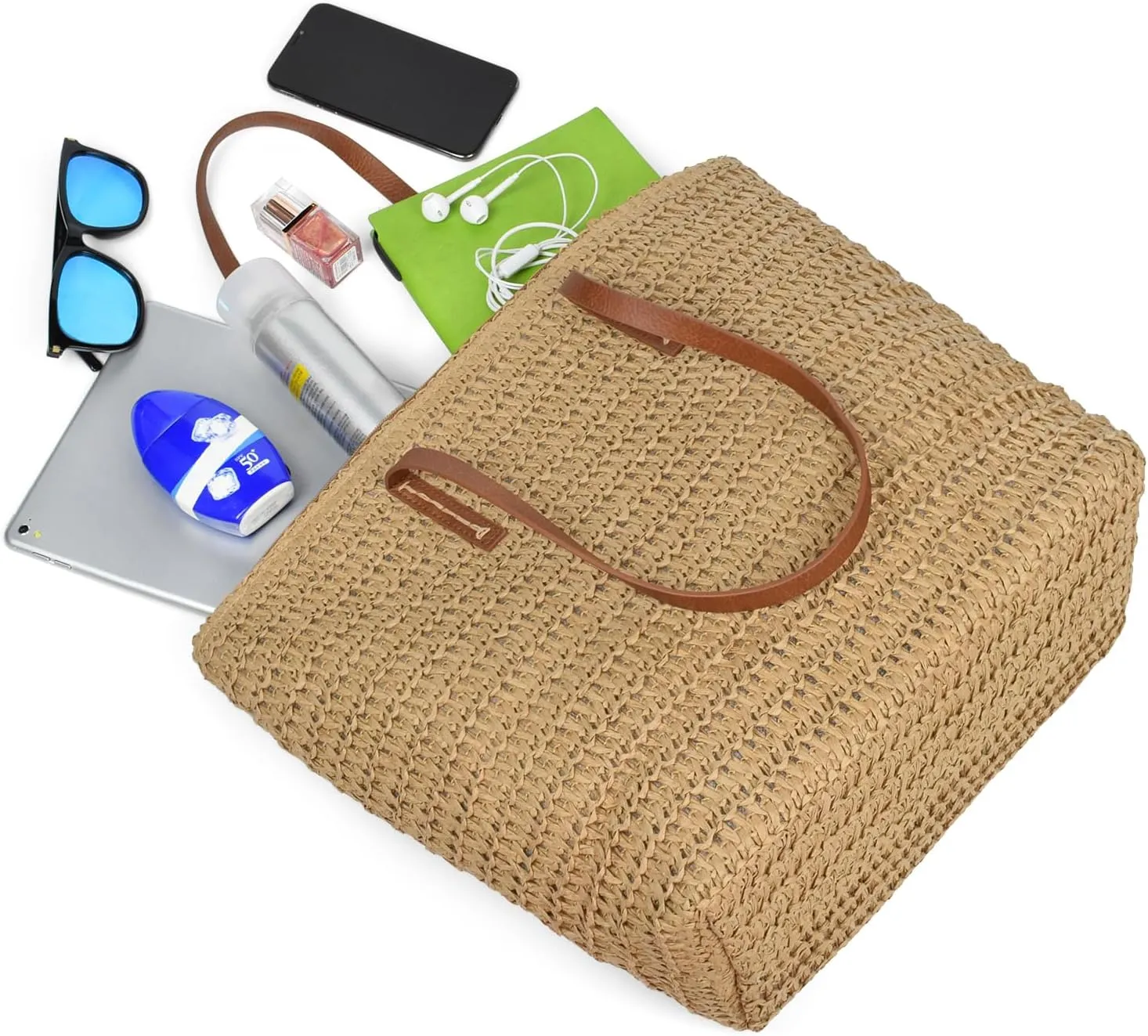 Handwoven Large Straw Bags For Women Beach Tote Bag Summer Seaside Shoulder Bag