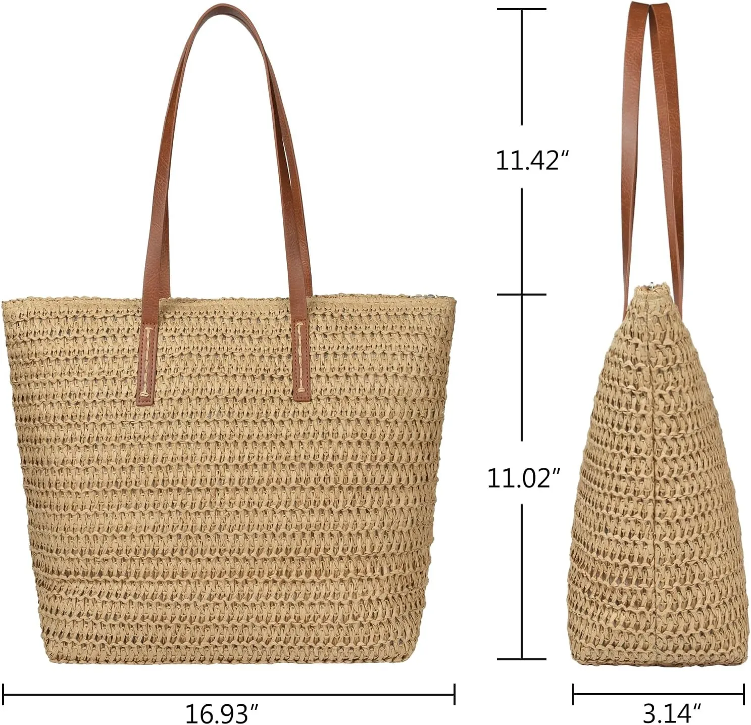 Handwoven Large Straw Bags For Women Beach Tote Bag Summer Seaside Shoulder Bag