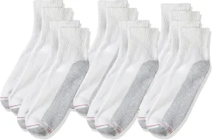 Hanes Men's 6 Pack FreshIQ Full Cushion Ankle Socks (BIG Shoe Size: 12-14, White)