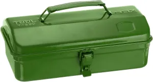 HARFINGTON Tool Box 11.4" Portable Steel Tool Box Hip Roof Style with Metal Latch Closure Tool Chest for Household Workshop Car, Green
