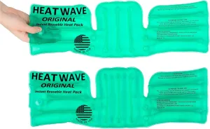 HEAT WAVE Instant Reusable Heat Packs- Back/Shoulder/Neck (6 x 18”), Reusable Heat Pack for Muscle Aches 2-Pack, Pain Relief, Click Heat - Made in USA