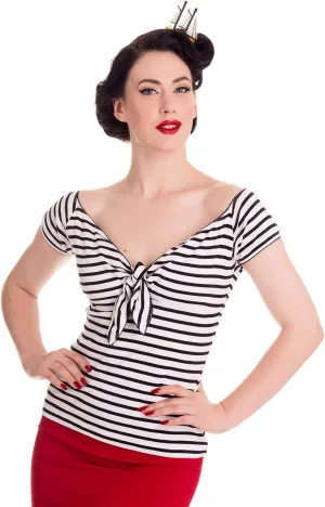 Hell Bunny Dolly Nautical Striped Retro Top