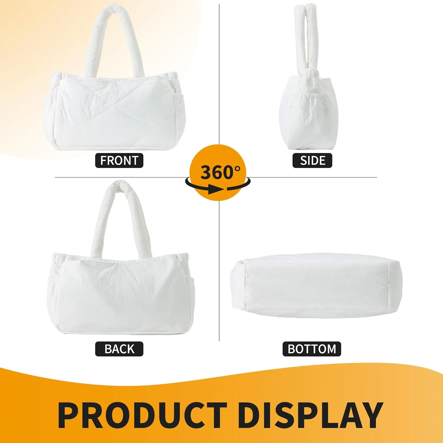 Herald Puffer Tote Bag for Women, Quilted Large Crossbody Shoulder Purse Handbag with Laptop Compartment & Multi Pocket