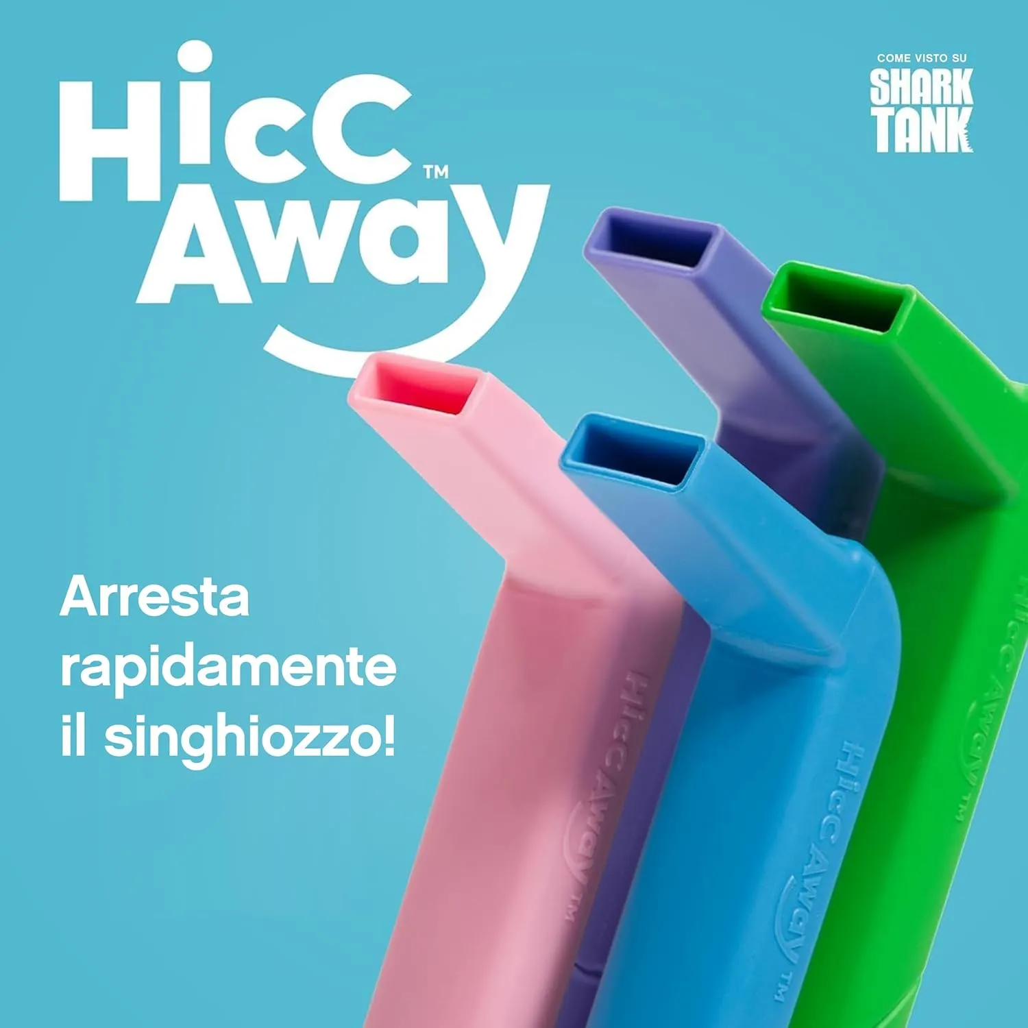 HiccAway Hiccup Straw - Stops Hiccups Naturally & Fast - As Seen On Shark Tank - Clinically Proven Relief for All Ages, Children & Adults - Safe, Lightweight, & Reusable (HiccAway Baby Blue) 1 Pack