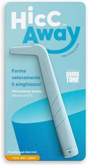 HiccAway Hiccup Straw - Stops Hiccups Naturally & Fast - As Seen On Shark Tank - Clinically Proven Relief for All Ages, Children & Adults - Safe, Lightweight, & Reusable (HiccAway Baby Blue) 1 Pack