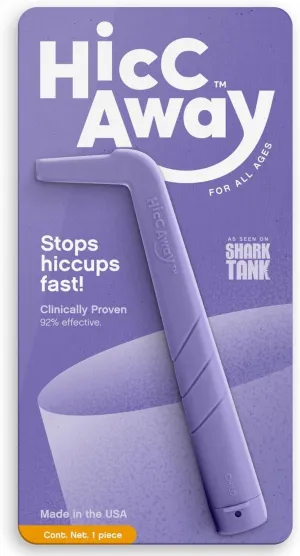HICCAWAY Hiccup Straw - Stops Hiccups Naturally & Fast - As Seen On Shark Tank - Clinically Proven Relief for All Ages, Children & Adults - Safe, Lightweight, & Reusable (Purple) 1 Pack