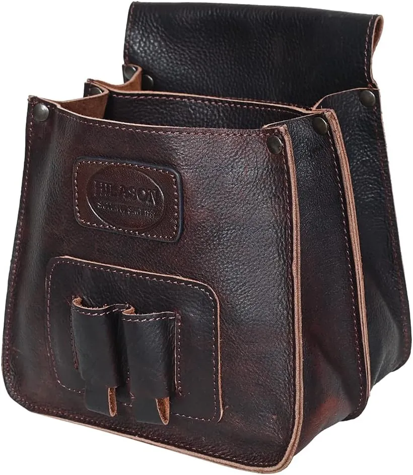 HILASON Genuine Thick Leather Shooting Shotgun Shell Bag Ammo Bag Pouch