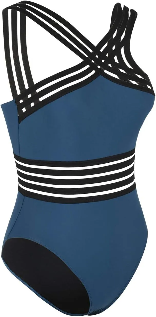 Hilor Women's One Piece Swimsuits Slimming High Waisted Bathing Suits Front Crossover Swimwear Monokinis