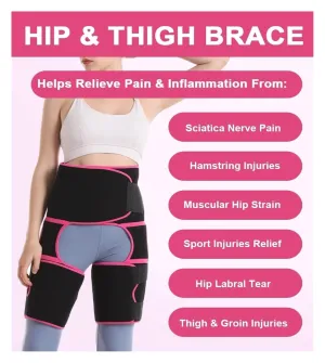 Hip Brace Thigh Compression Sleeve, Hip Groin Support for Men & Women, Hip Sciatica Pain Relief Device Brace, Support for Hip Flexor Arthritis for Pulled Muscles, Fits Both Leg(Blue,Small)