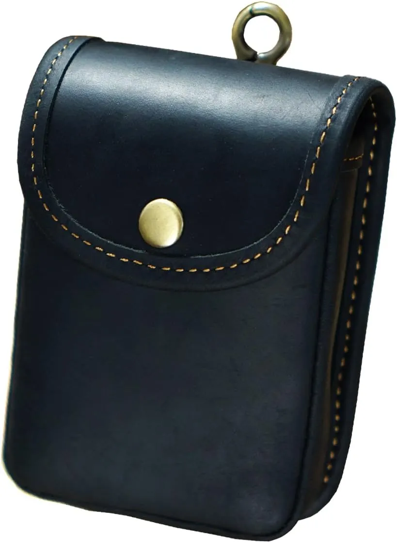 Holster Pouch, Leather Double Deck Playing Card Case Fits Poker and Bridge Size Cards, Durable Leather EDC Waist Bag for Coins, Car Keys, Headphones
