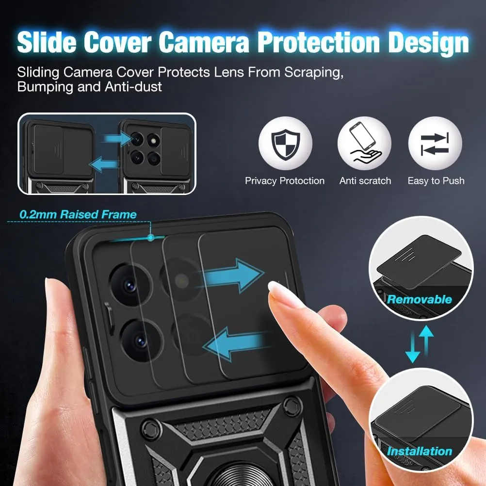 Honor X6a Case Shockproof Ring Stand Phone Camera Lens Cover