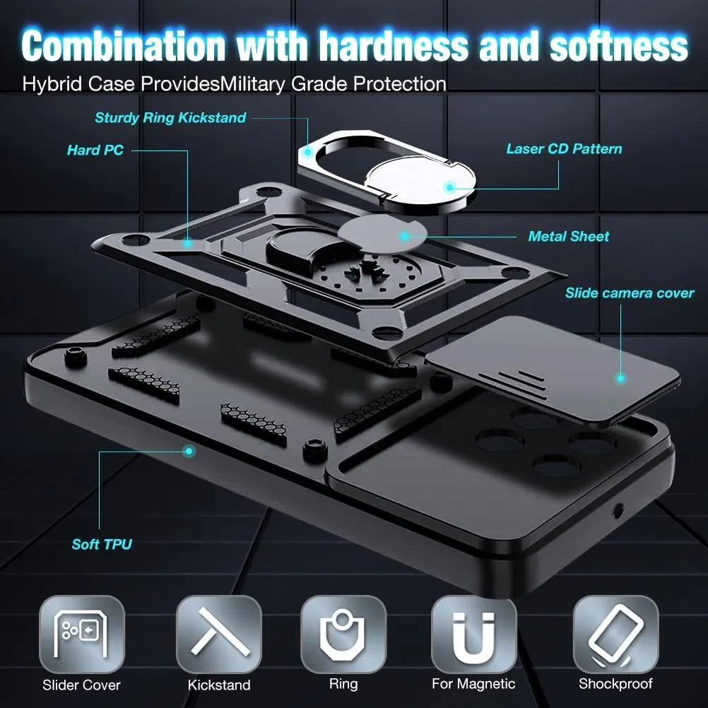 Honor X6a Case Shockproof Ring Stand Phone Camera Lens Cover