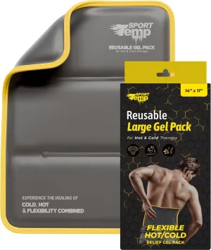 Hot & Cold Reusable Gel Packs (Large, 1 Pack) Flexible Soft Compress - Ice & Heat Therapy for Injuries, Back, Shoulder, Hip, Knee, Joint Pain, Swelling, Bruises, Post Surgery - Sport Temp