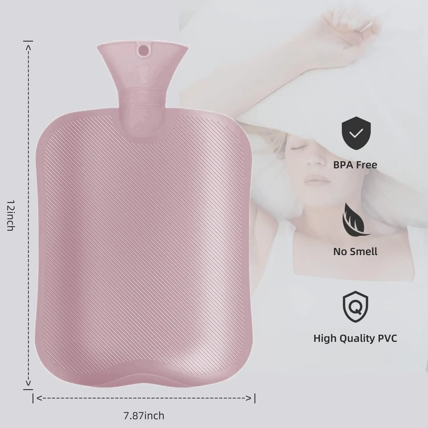 Hot Water Bottle with Classic Striped Cover, 2L Hot Water Bag for Menstrual Cramps, Neck and Shoulder Pain Relief, Hot and Cold Therapies, Hand Feet Warmer