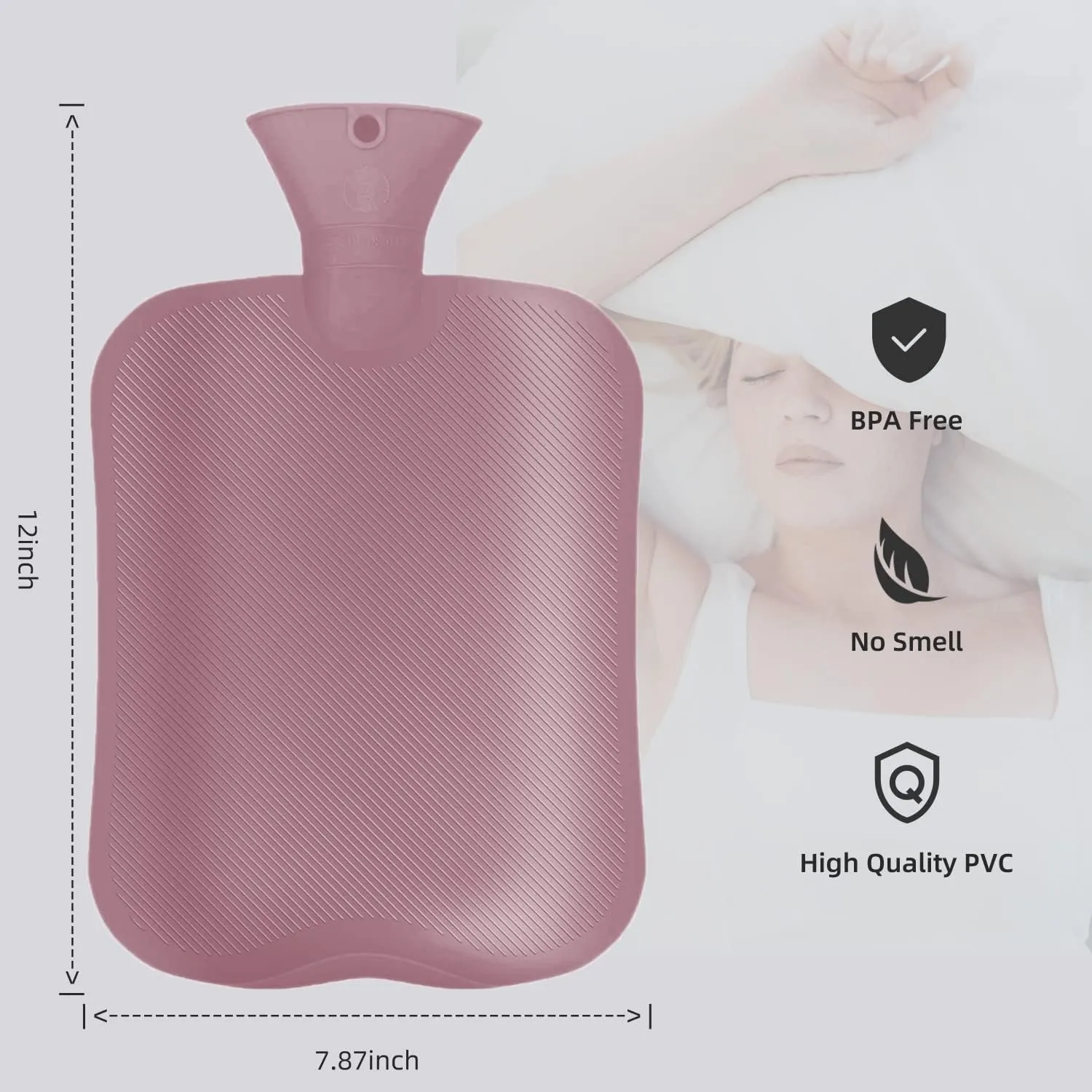 Hot Water Bottle with Classic Striped Cover, 2L Hot Water Bag for Menstrual Cramps, Neck and Shoulder Pain Relief, Hot and Cold Therapies, Hand Feet Warmer