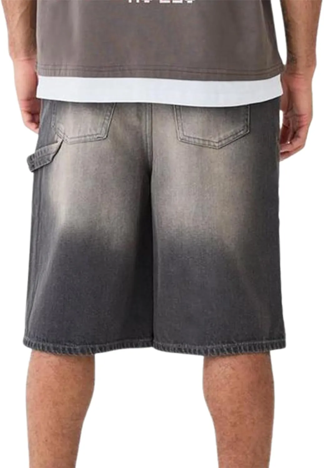 Hulpvktsgiq Baggy Jean Shorts for Men Casual Loose Fit Hip Hop Skateboard Denim Shorts