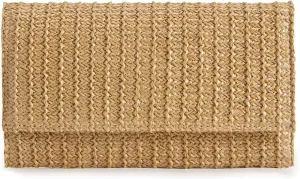 Huralona Women Straw Clutch Purse Envelope Handbag for Summer Beach Vacation Shoulder Crossbody Bag