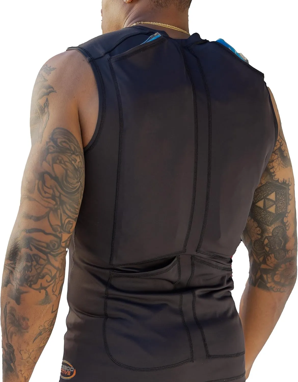 Ice Gel Packs relief for back pain, inflammation, swelling. soreness, sciatic pain. Compression fit, reauable gel ice packs.