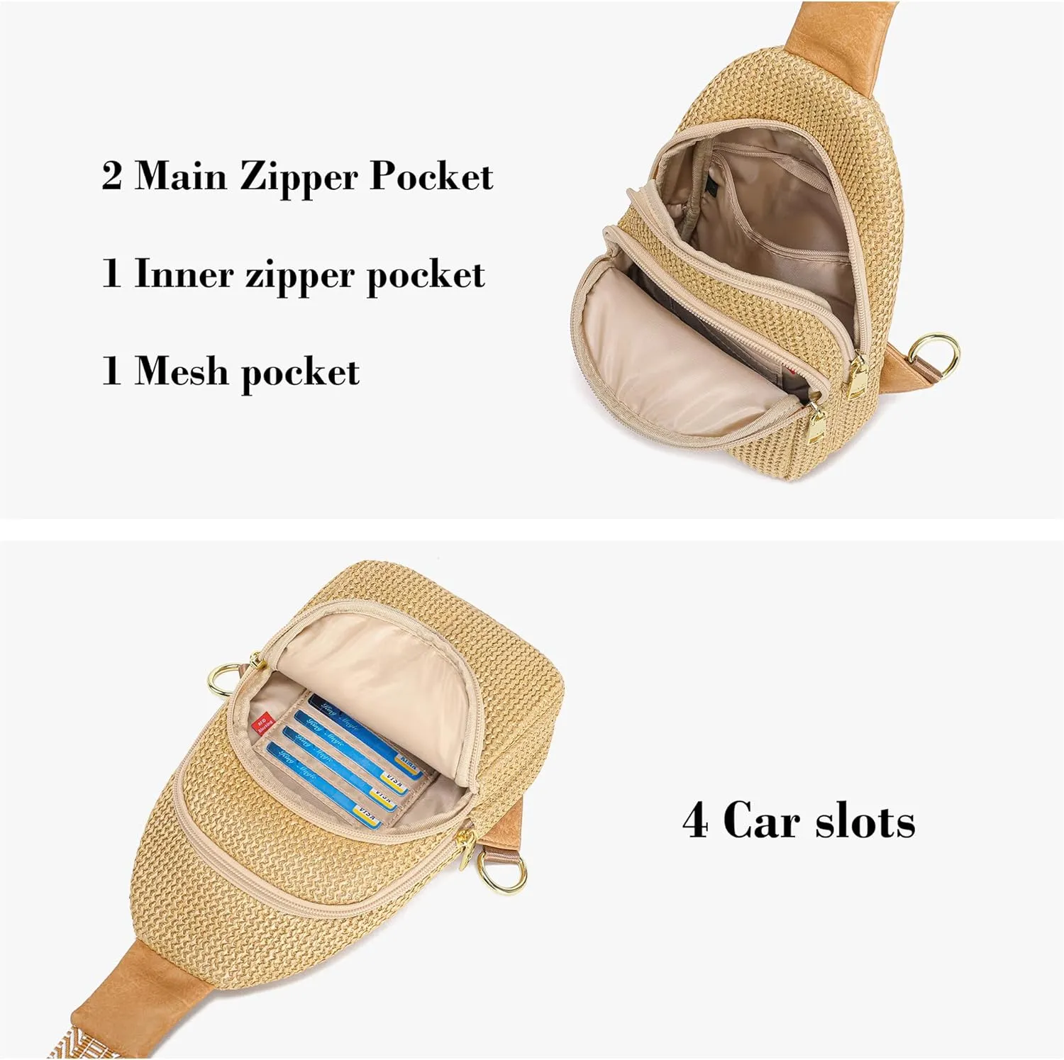 INICAT Summer Straw Bag Small Sling Beach Bag Crossbody Bags for Women